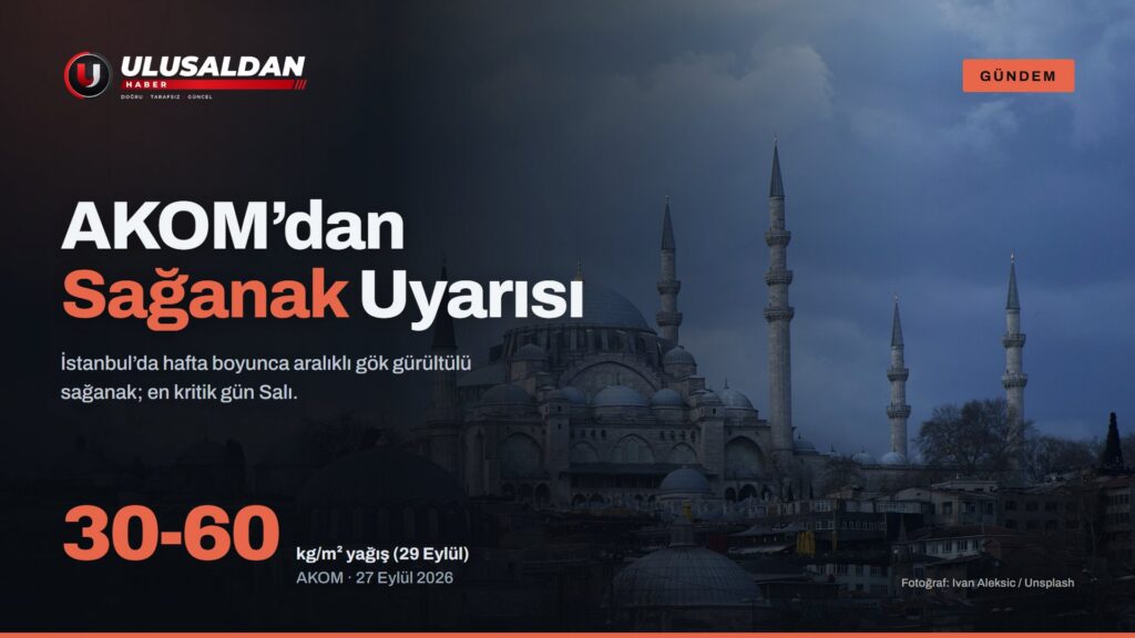 AKOM Sağanak Uyarısı: İstanbul’da Salı Günü 60 Kilograma Kadar Yağış