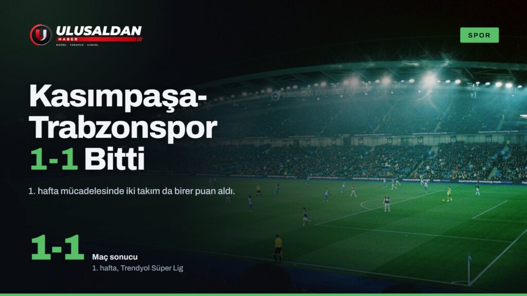 Kasımpaşa-Trabzonspor Maçı 1-1 Berabere Bitti