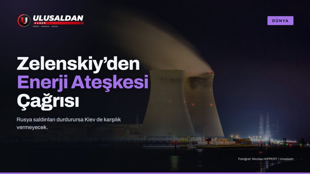 Enerji Ateşkesi — Gece aydınlatılmış bir enerji santrali