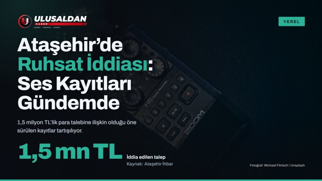 Ses kayıtları iddiasını temsil eden, karanlık zeminde dijital ses kayıt cihazı