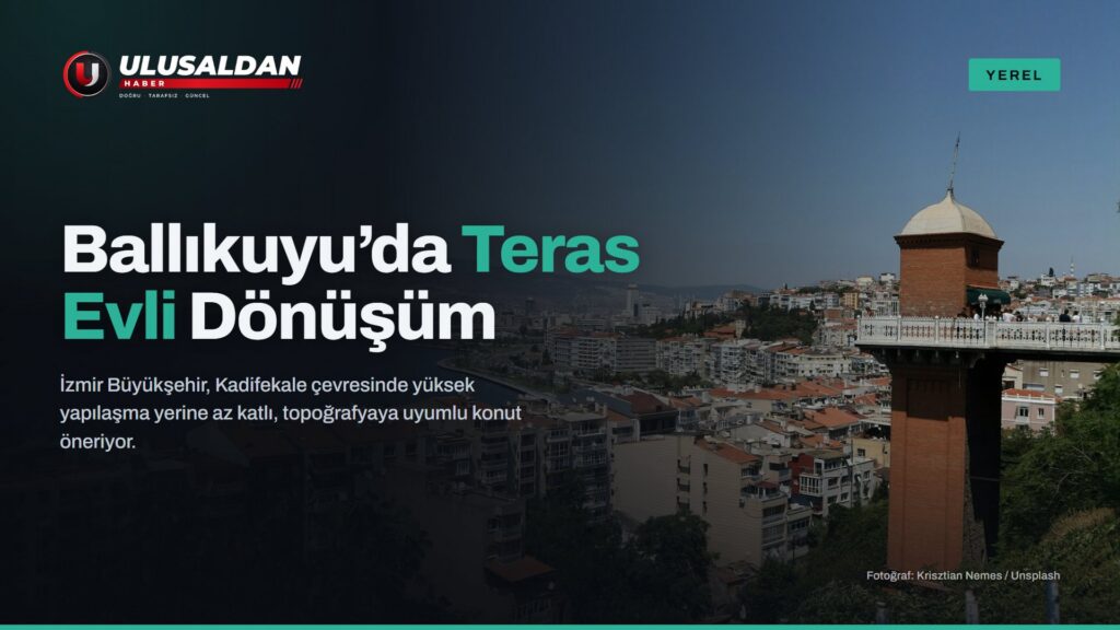 İzmir Körfezi’ne bakan yamaçtaki evler ve tarihi Asansör kulesi