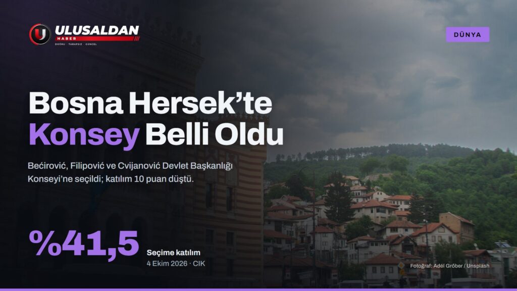 Saraybosna’daki tarihi Vijećnica binası ve arkasındaki tepeler